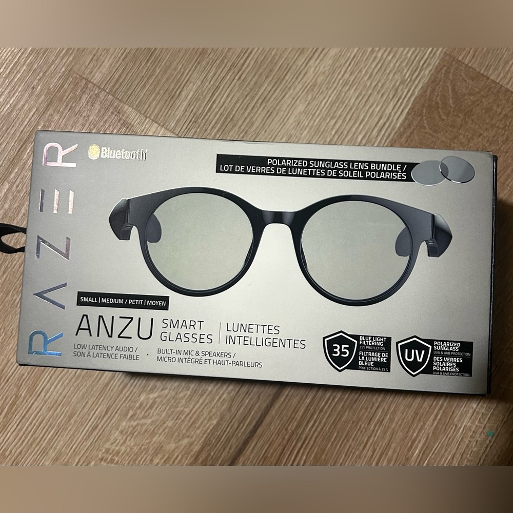 Razer - Anzu Smart Glasses Large Round Frame Bundle with Blue Light Filter